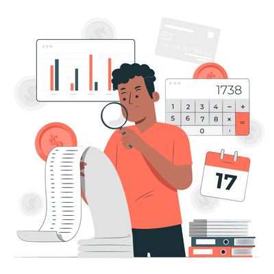 Image of man reviewing all projected startup costs for his small business.